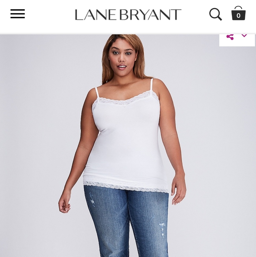 🌻3/$10!! Lane Bryant white lace cami